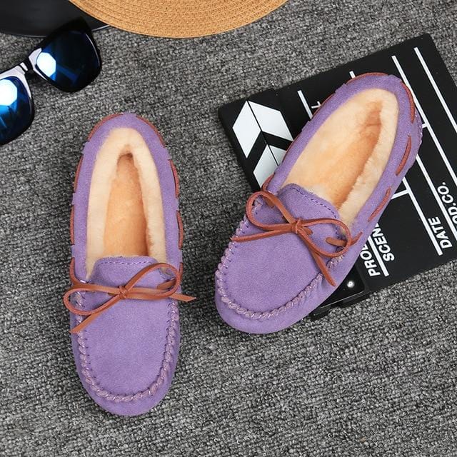 2020 chaussures femmes hiver chaud 100% chaussures plates en cuir véritable mocassins décontractés sans lacet femmes chaussures plates en peluche mocassins dame