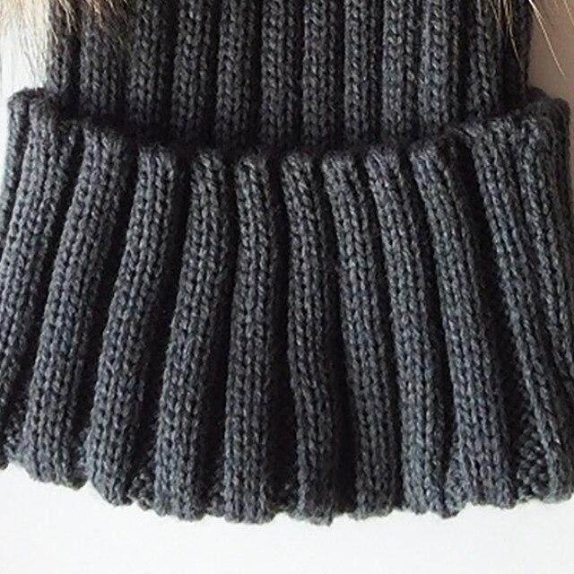 Winter Baby Stricken Beanie Hut Häkeln Doppel Natürliche Waschbär Pompom Hut Mädchen/Jungen Weiche Kappe Echtpelz Kind Caps mode Kinder Warme