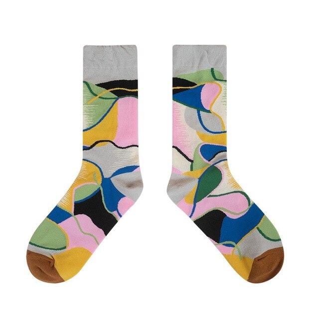 New Women Socks Funny Cute Cartoon Happy Japanese Harajuku skateboard Socks Creative Colored Cotton Couple Socks Mid Tube Socks