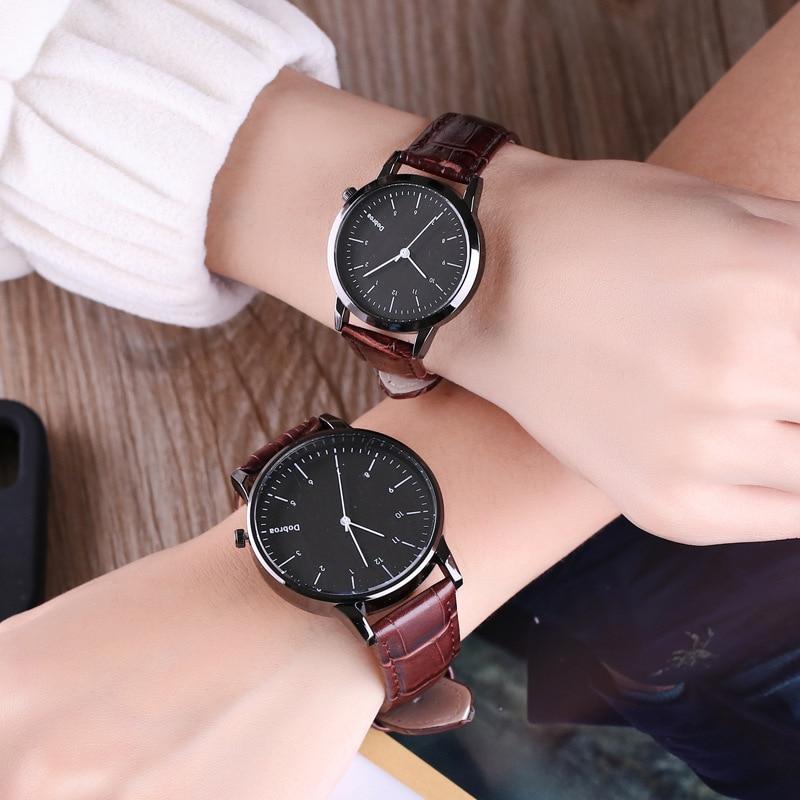 Mode Couple montre ensemble en cuir Quartz grandes marques femmes montres sport décontracté montre-bracelet hommes horloge Reloj Mujer