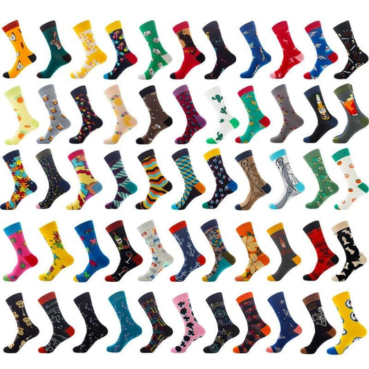 Automne hiver unisexe chaud coton longues chaussettes de cyclisme femmes Hip hop drôle heureux hommes chaussettes avec impression pour chaussettes de sport de noël