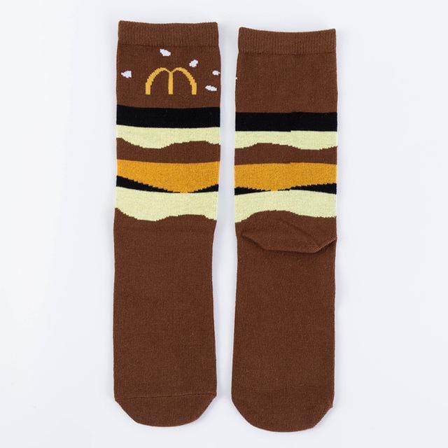 Harajuku Happy chaussettes unisexe drôle dessin animé fruits avocat banane Burger frites bière Biscuit poulet frit nourriture chaussettes Skateboard-8