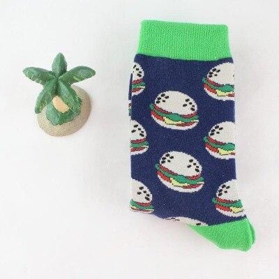 Harajuku Happy Socks Unisex Funny Cartoon Fruit Avocado Banana Burger Fries Beer Biscuit Fried Chicken Food Socks Skateboard -8