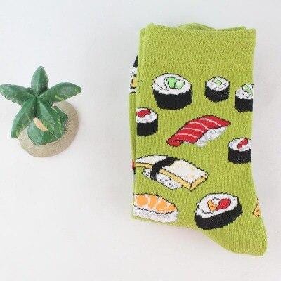 Harajuku Happy chaussettes unisexe drôle dessin animé fruits avocat banane Burger frites bière Biscuit poulet frit nourriture chaussettes Skateboard-8