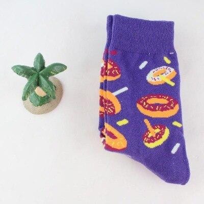 Harajuku Happy Socks Unisex Funny Cartoon Fruit Avocado Banana Burger Fries Beer Biscuit Fried Chicken Food Socks Skateboard -8