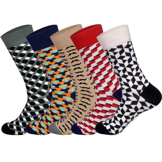 LIONZONE 5Pairs/lot Brand Men Socks 60 Colors 12 Selects British Style StreetWear Designer Happy Socks Funny with Gift Box