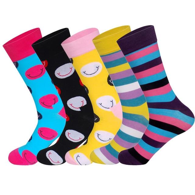 LIONZONE 5Pairs/lot Brand Men Socks 60 Colors 12 Selects British Style StreetWear Designer Happy Socks Funny with Gift Box