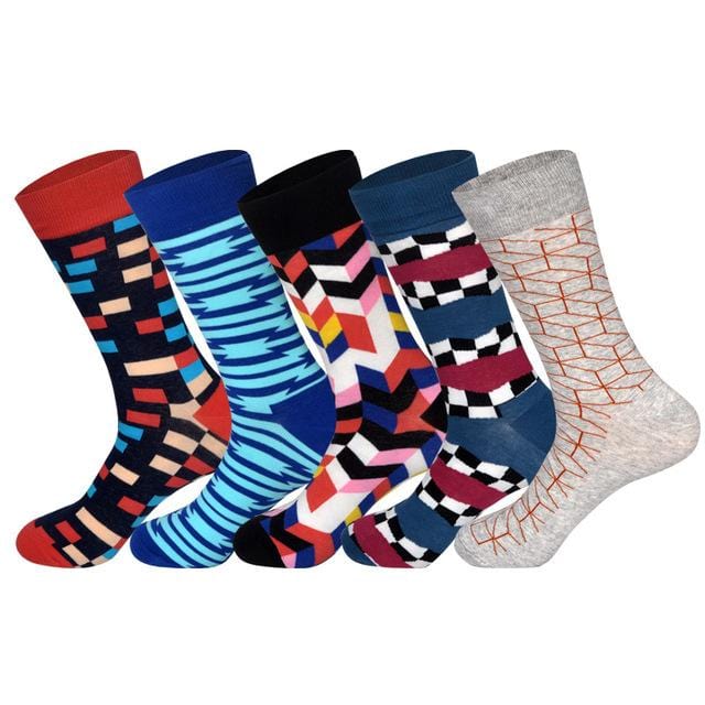 LIONZONE 5Pairs/lot Brand Men Socks 60 Colors 12 Selects British Style StreetWear Designer Happy Socks Funny with Gift Box