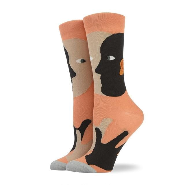 Gekämmte Baumwolle Damen Socken Harajuku Bunte Cartoon Niedlich Lustige Kawaii Abstrakte Muster Socken Für Weibliche Weihnachtsgeschenk