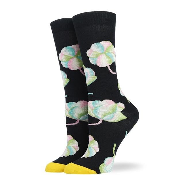 Combed Cotton Women's Socks Harajuku Colorful Cartoon Cute Funny Kawaii Abstract Pattern Socks For Female Christmas Gift