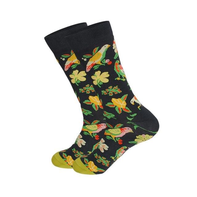 Downstairs Brand Desgin Happy Socks for Men's Gifts 28 Colors Birds Flamingos Penguins Streetwear Dress Up Long Casual Calcetines