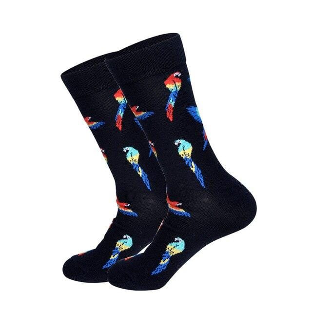 Downstairs Brand Desgin Happy Socks for Men's Gifts 28 Colors Birds Flamingos Penguins Streetwear Dress Up Long Casual Calcetines