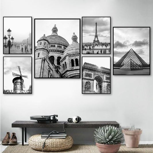 Paris Print France City Landscape Photography Poster Black and White Wall Pictures Canvas Painting Home Wall Art Decor