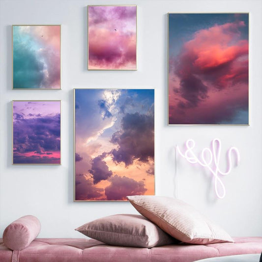 Bunte Wolke Ästhetik Landschaft Wandkunst Leinwand Dekoration Posterdrucke für Wohnzimmer Home Schlafzimmer Dekor Gemälde