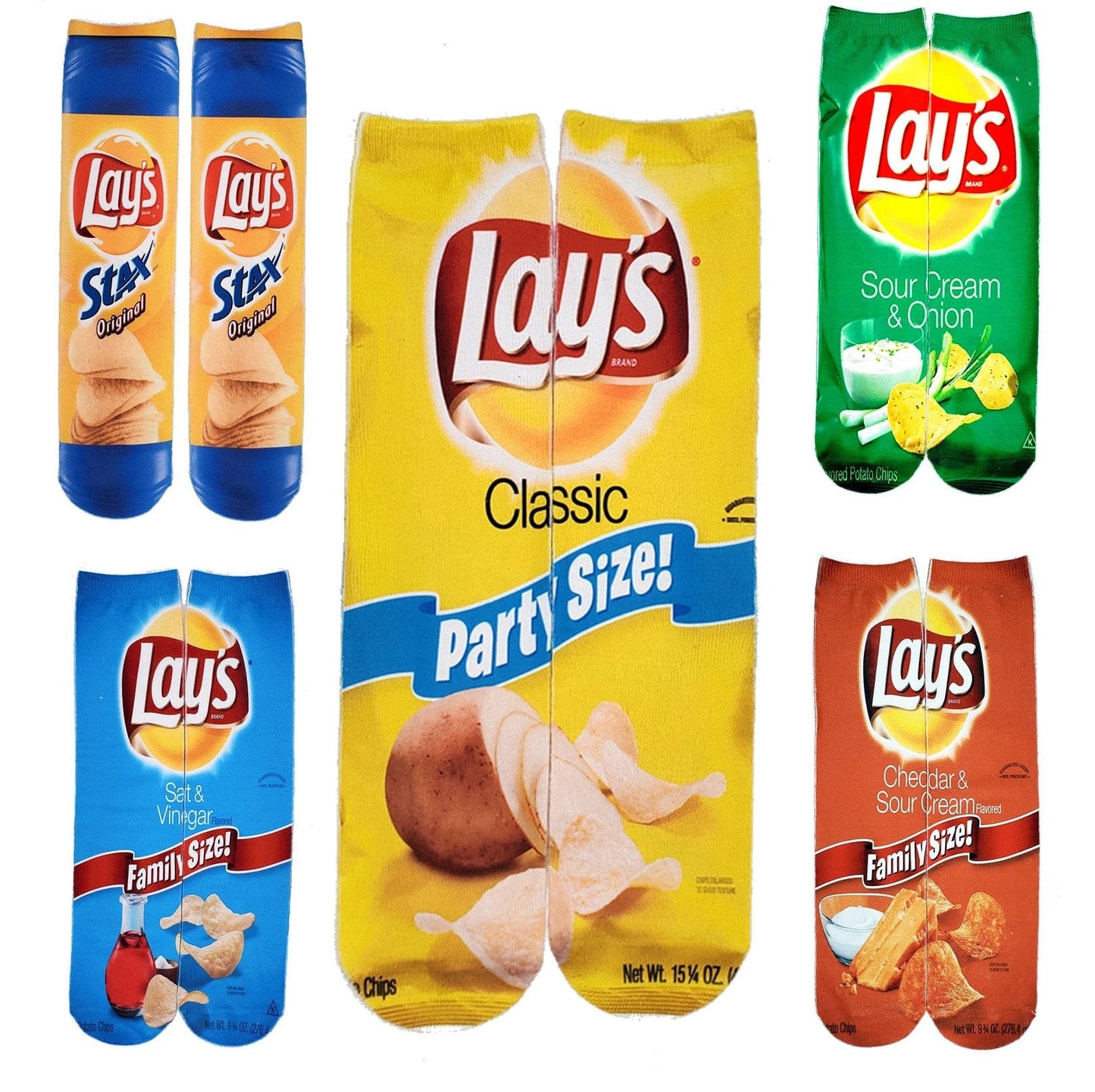 Fashion Unisex 3D Printing Men's Art Socks Autumn Potato Chips Funny Long Socks Men Cotton and Cool Gifts for Men 403