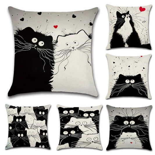 Neue Cartoon Katze Leinen Kissenbezug 45X45 cm Kissenbezug Hause Dekorative Kissen Abdeckung Für Sofa Auto Cojines