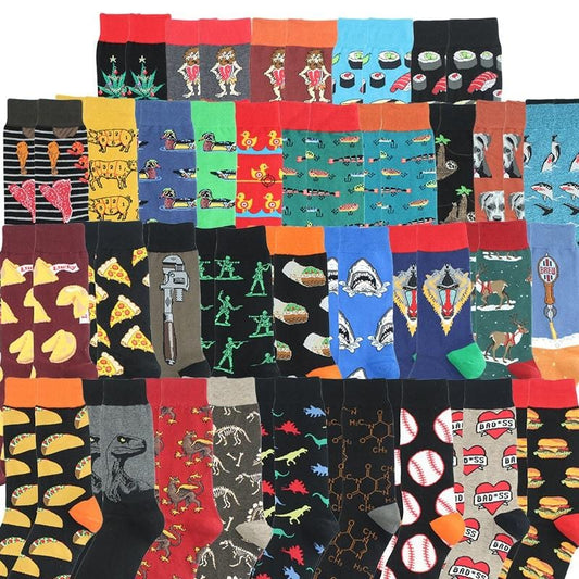 Happy Socks Mode Hip Hop Skateboard Socken Baumwolle Cartoon Hai Schwein Hundefutter Hamburger Pizza Sushi Lustige Männer Frauen Calcetines