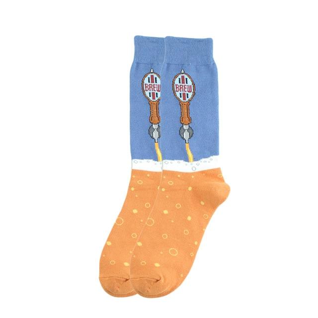 Happy Socks Fashion Hip Hop Skateboard Socks Cotton Cartoon Shark Pig Dog Food Hamburger Pizza Sushi Funny Men Women Calcetines