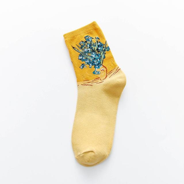 Street Fashion Van Gogh Sunflower Funny Winter Retro Oil Paint Female Cotton Socks Warm Short Art Abstract Happy Women Socks