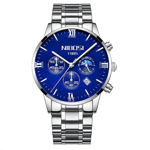 NIBOSI Blue Watch Men Watches Luxury Top Brand Mens Watch Relogio Masculino Navy Blue Military Army Analog Quartz Wrist Watches