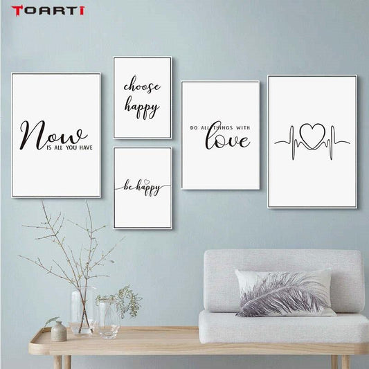 Inspirational Life Quote Prints Posters Be Happy Letters Canvas Painting Modern Wall Pictures For Living Room Bedroom Home Decor