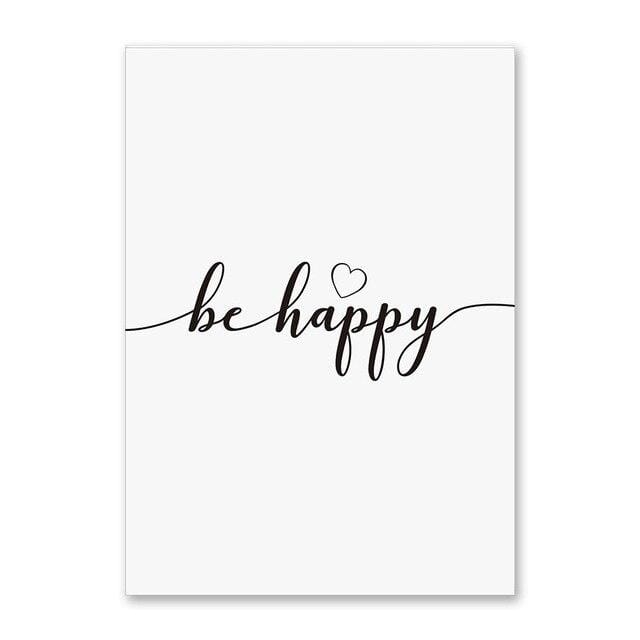 Inspirational Life Quote Prints Posters Be Happy Letters Canvas Painting Modern Wall Pictures For Living Room Bedroom Home Decor