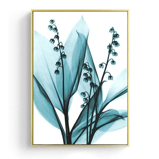 Nordic Canvas Painting Flowers Poster Blue Floral Wall Art Print for Vintage Living Room Decorative Wall Pictures