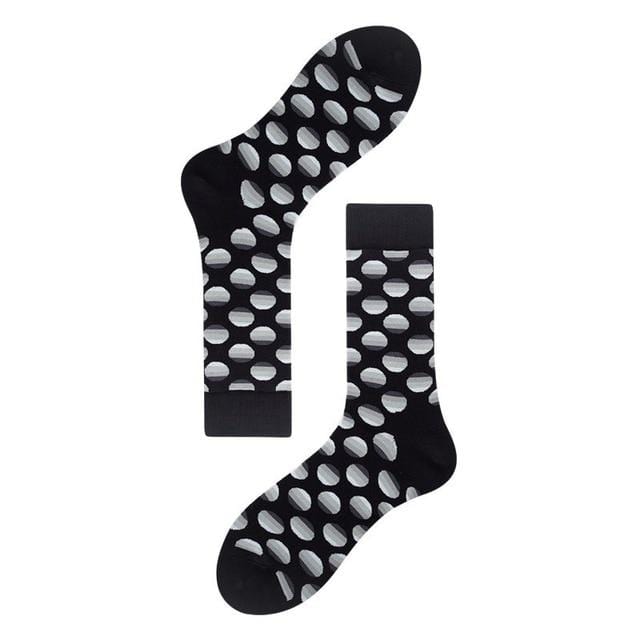 Chaussettes Style Harajuku pour hommes, à carreaux noirs et blancs, motif de chat à pois, chaussettes joyeuses, Hip Hop, en coton peigné, nouvelle collection 2020