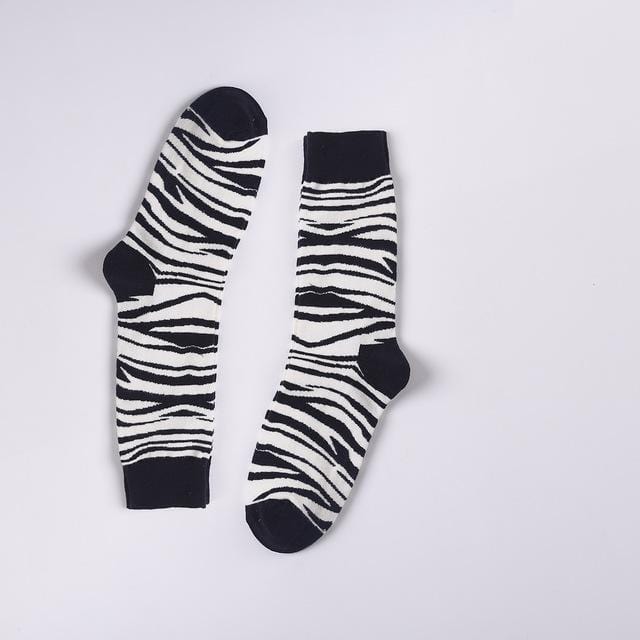 Harajuku Style Men Socks Black White Plaid Dot Cat Pattern Happy Socks New 2020 Hip Hop Combed Cotton Calcetines