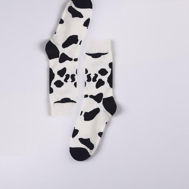 Chaussettes Style Harajuku pour hommes, à carreaux noirs et blancs, motif de chat à pois, chaussettes joyeuses, Hip Hop, en coton peigné, nouvelle collection 2020