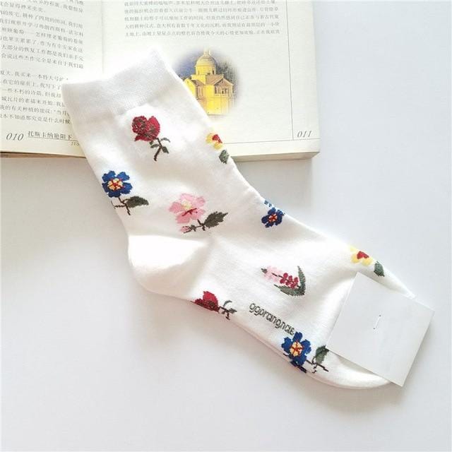 [EIOISAPRA]Korean Style Women Sunflower Short Socks Creative Art Harajuku Japanese Socks High Quality Cotton Tide Sox