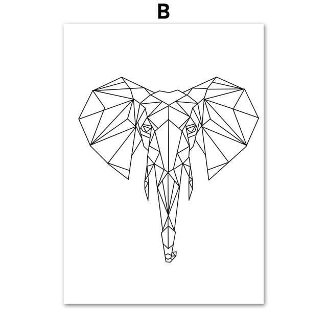 Geometry Deer Elephant Heart Wall Art Canvas Painting Nordic Posters And Prints Black White Wall Pictures For Living Room Decor