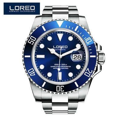 LOREO Luxury Brand Diving Men Military Sport Watches Men's Automatic Mechanical Clock Waterproof 200M Date Wristwatch Reloj