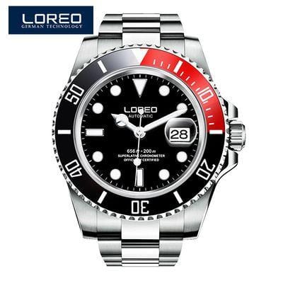 LOREO Luxury Brand Diving Men Military Sport Watches Men's Automatic Mechanical Clock Waterproof 200M Date Wristwatch Reloj