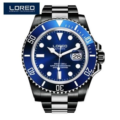 LOREO Luxury Brand Diving Men Military Sport Watches Men's Automatic Mechanical Clock Waterproof 200M Date Wristwatch Reloj