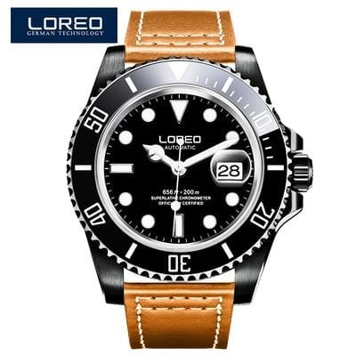 LOREO Luxury Brand Diving Men Military Sport Watches Men's Automatic Mechanical Clock Waterproof 200M Date Wristwatch Reloj