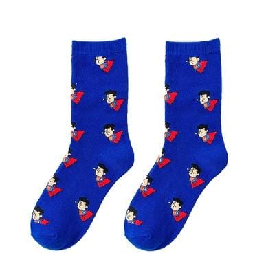 Hommes chaussettes Marvel roman bande dessinée Avenger Captain America dessin animé chaussettes Batman Superman Iron Man Hulk chaussettes femmes coton Couple Sox