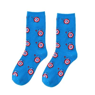 Men Socks Marvel Novel Comics Avenger Captain America Cartoon Socks Batman Superman Iron Man Hulk Socks Women Cotton Couple Sox