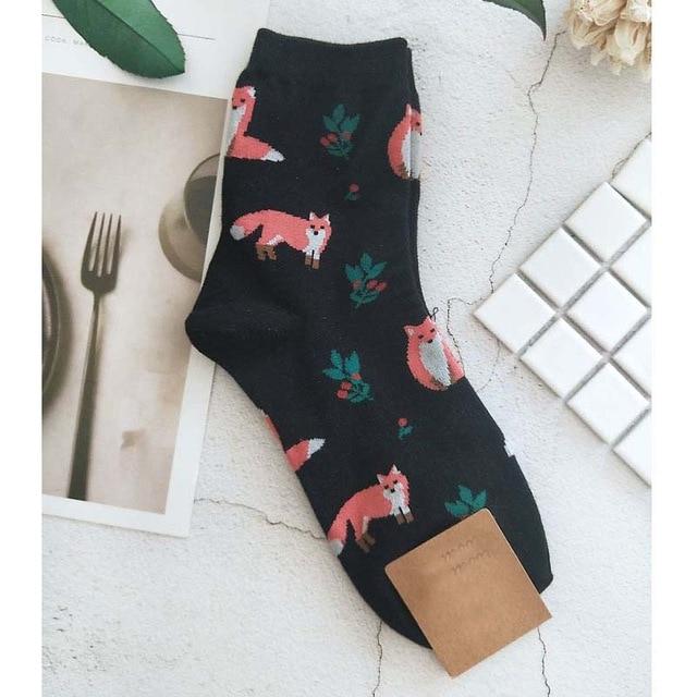 [EIOISAPRA]Cute Jacquard/Plants Printing Pattern Art Socks Women Korean Animal/Cactus Socks Funny Socks Kawaii Sokken Calcetines