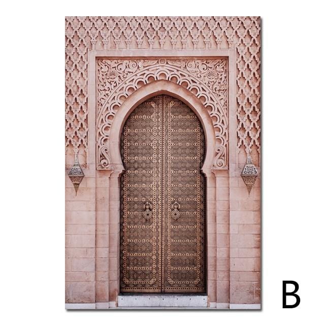 Morocco Door Nordic Poster Wall Art Canvas Painting Scenery Religion Casablanca Palace Wall Pictures For Living Room Unframed