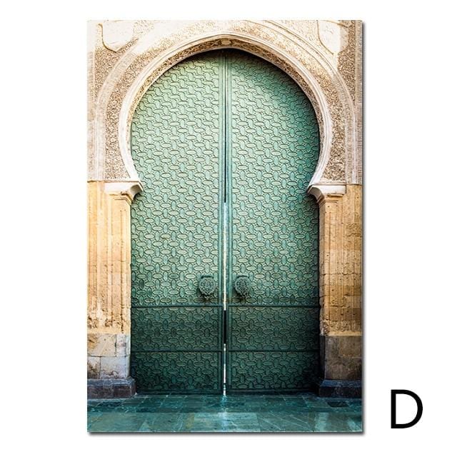 Morocco Door Nordic Poster Wall Art Canvas Painting Scenery Religion Casablanca Palace Wall Pictures For Living Room Unframed