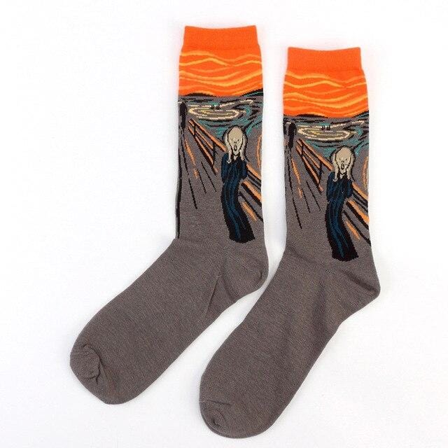 Dropshopping The Starry Night/Mona Lisa/The Scream Van Gogh Modern Oil Paint Cotton Socks Art Abstract Happy Funny Women Socks