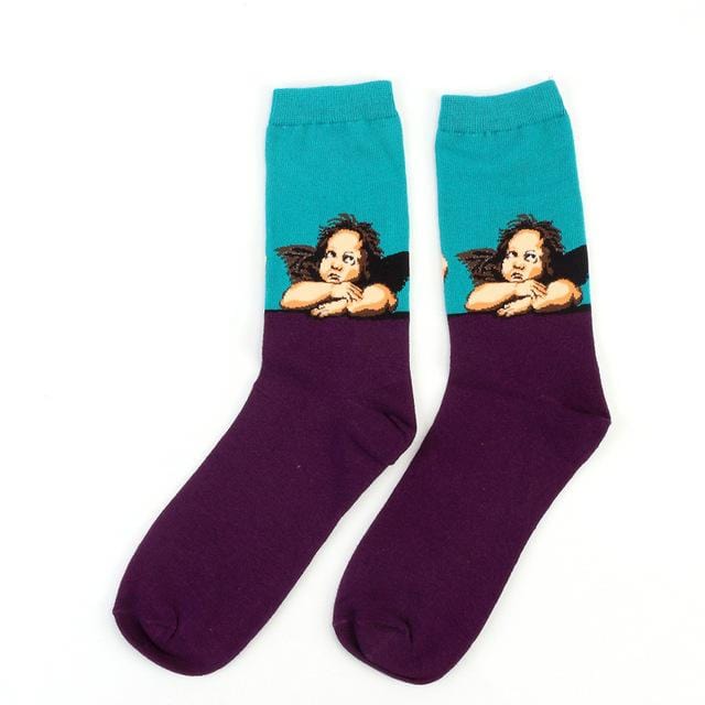 Dropshopping The Starry Night/Mona Lisa/The Scream Van Gogh Modern Oil Paint Cotton Socks Art Abstract Happy Funny Women Socks