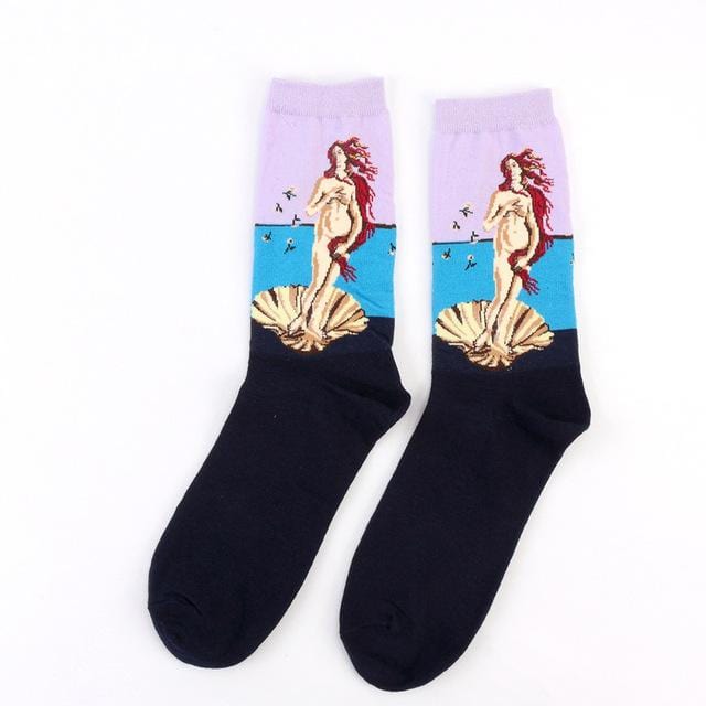 Dropshopping The Starry Night/Mona Lisa/The Scream Van Gogh Modern Oil Paint Cotton Socks Art Abstract Happy Funny Women Socks