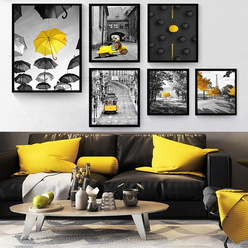 Photograph European Landscape Picture Home Decor Nordic Canvas Painting Wall Art Yellow Style Scenery Poster for Living Room