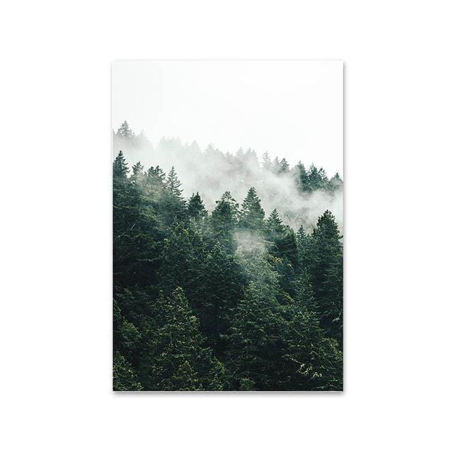 Mountain Foggy Forest Picture Nature Scenery Scandinavian Poster Nordic Decoration Landscape Print Wall Art Canvas Painting