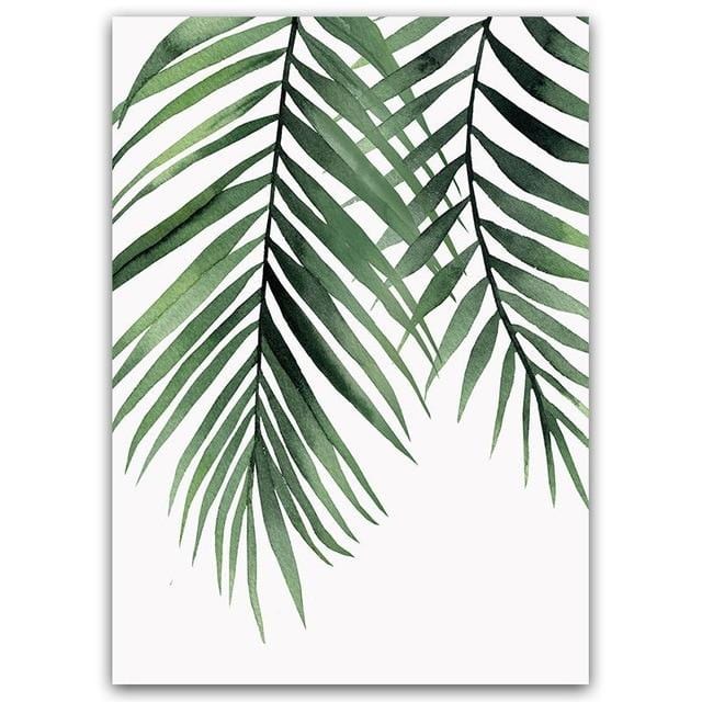 Watercolor Plant Green Leaves Canvas Painting Art Print Poster Picture Wall Modern Minimalist Bedroom Living Room Decoration