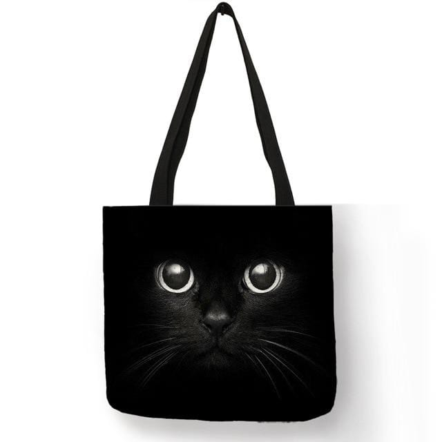 Fabric Traveling Shopping Bags Cute Cat Print Tote Bag for Women Personality School Shoulder Bags