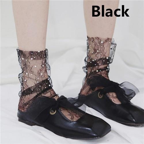 Vente Sexy rétro dentelle florale maille femmes fille chaussettes élastique 2018 été mode dame Transparent chaussettes courtes