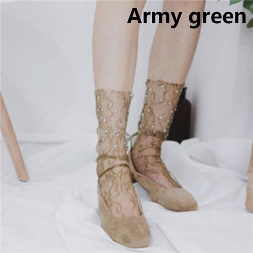 Sale Sexy Retro Lace Floral Mesh Women Girl Socks Elastic 2018 Summer Fashion Lady Transparent Short Socks